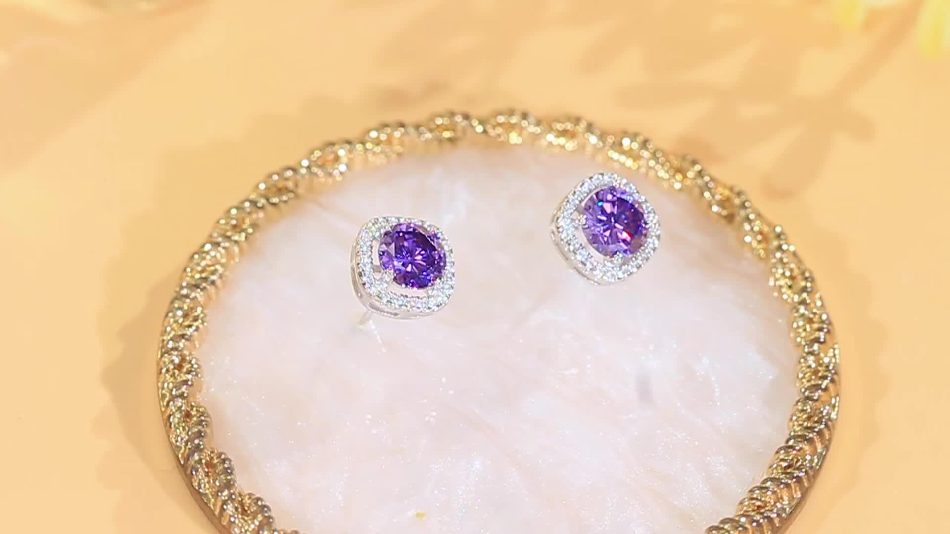 Women's Square Candy Shaped Zirconia 925 Sterling Silver Stud Earrings